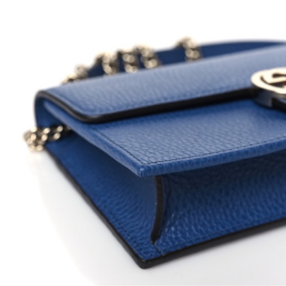 NWOT Gucci Leather Interlocking GG Chain Wallet Caspian Blue - Picture 5 of 7